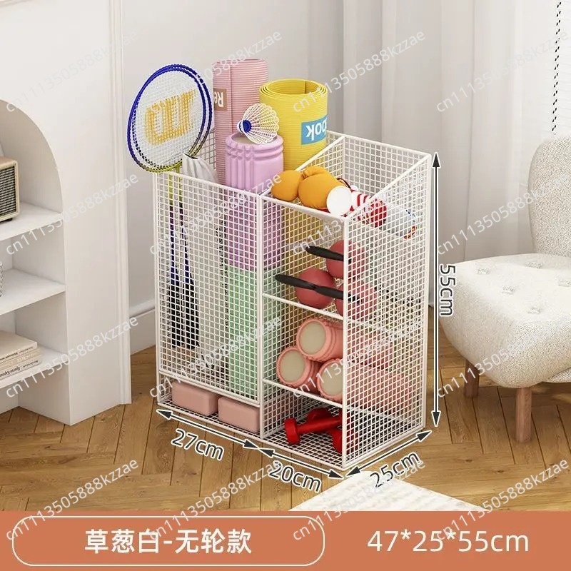 Sports Equipment Badminton - ヨガマット収納バスケット、家庭用スポーツ・フィットネス用品収納ラック、シームベルトホイール、バドミントン・バスケットボールラック