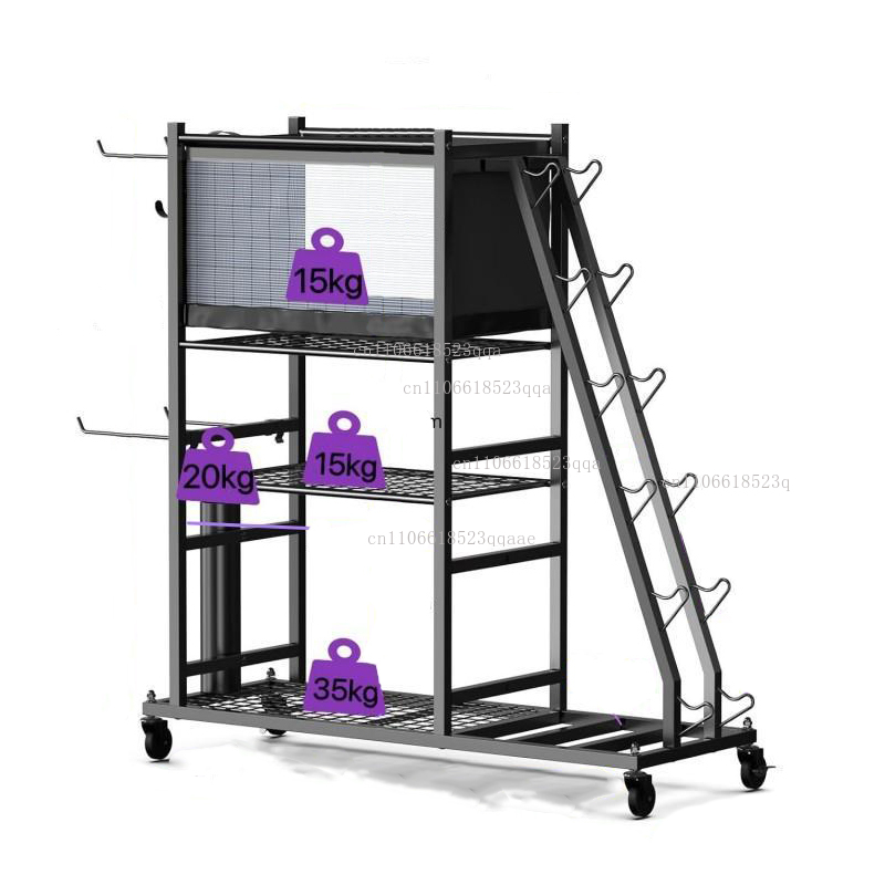 Sports Equipment Holder - ホームジム収納ダンベルウェイトスタンドケトルベルヨガマットホルダースポーツ用品ディスプレイラックフィットネスアクセサリー（4輪付き）