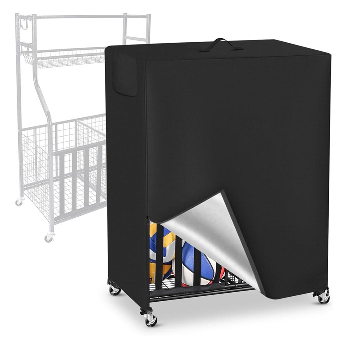Sports Equipment Garage Storage - バスケットボールラックカバー ガレージ スポーツ用品オーガナイザーカバー ボール収納ラック用 防水・防塵バッグ