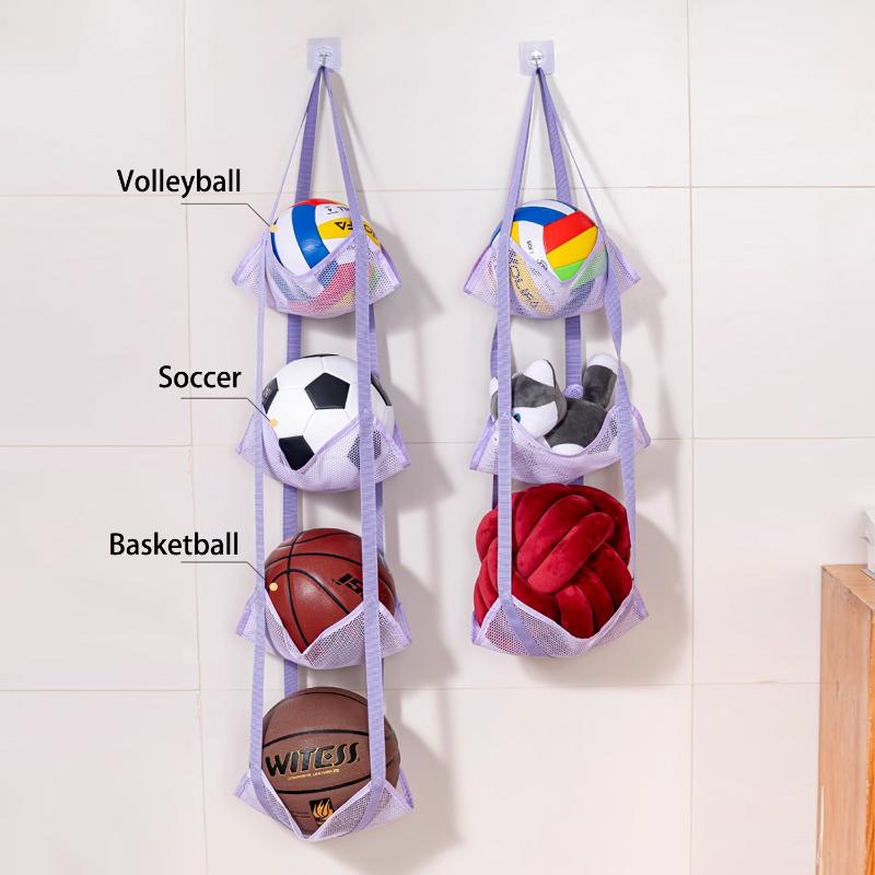 Sports Equipment Garage Storage - 新しい壁掛けボール収納バッグメッシュポケットオーガナイザーバスケットボールサッカーホームガレージスポーツ用品おもちゃホルダー