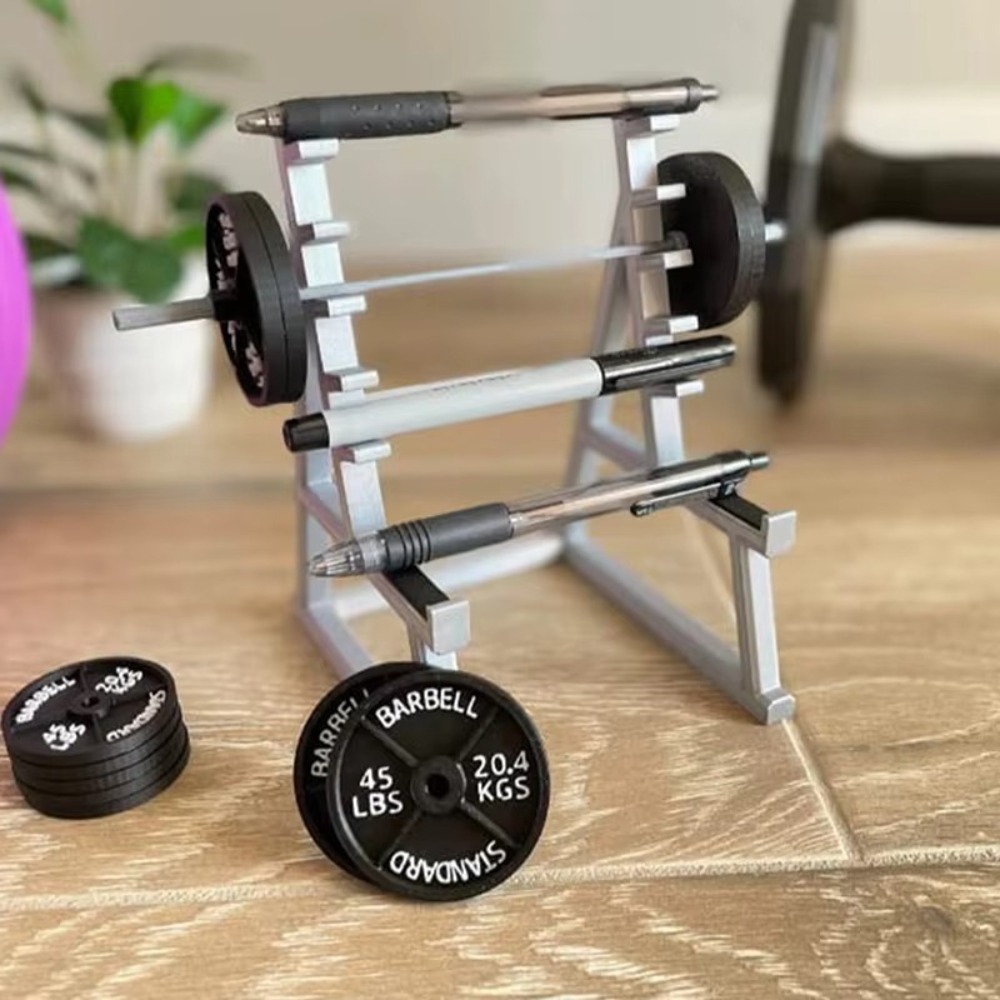 Sports Equipment Holder - 新しいバーベルとウェイトバーベルラックペンホルダージムテーマ金属デスクペンオーガナイザー文具収納ラックギフト