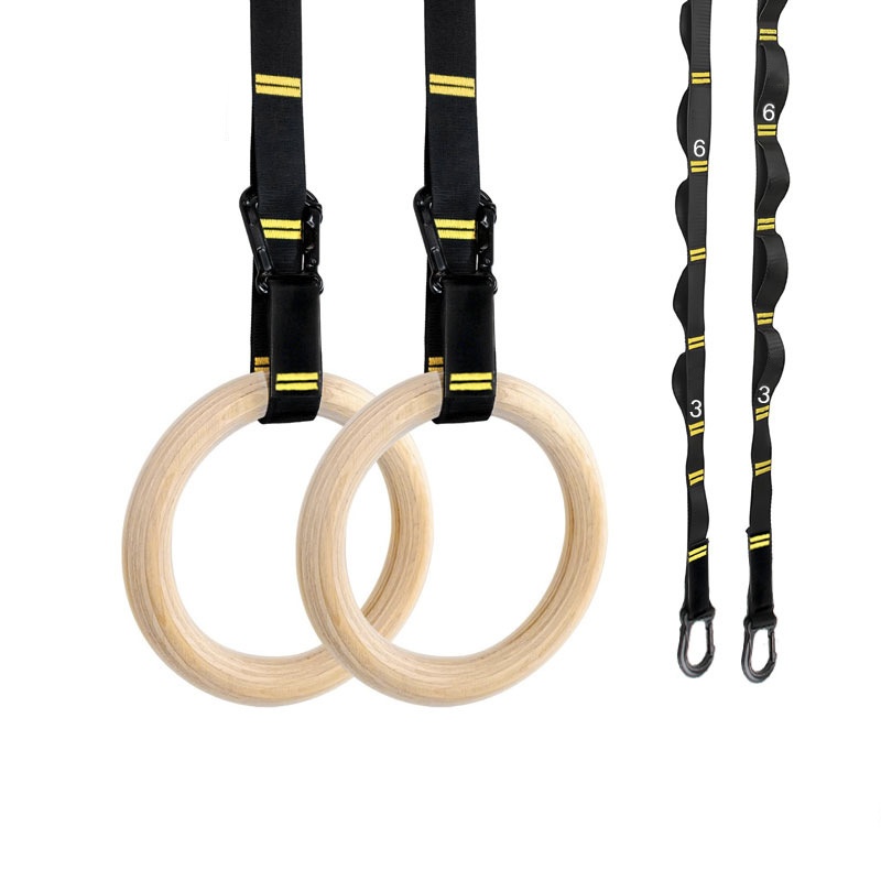 Sports Equipment Companies - 28mm 32mm プルアップ体操リング 吊り下げ式滑り止め木製リング 調節可能なストラップ付き ホームフィットネス用