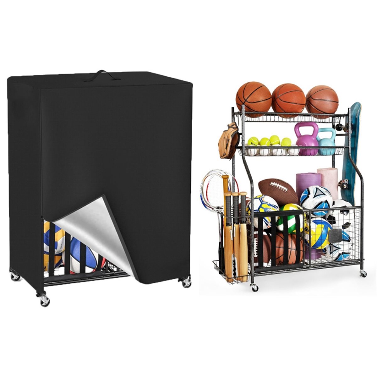 バスケットボールラックカバー ガレージ スポーツ用品オーガナ - Sports Equipment Garage Storage のレビューと価格