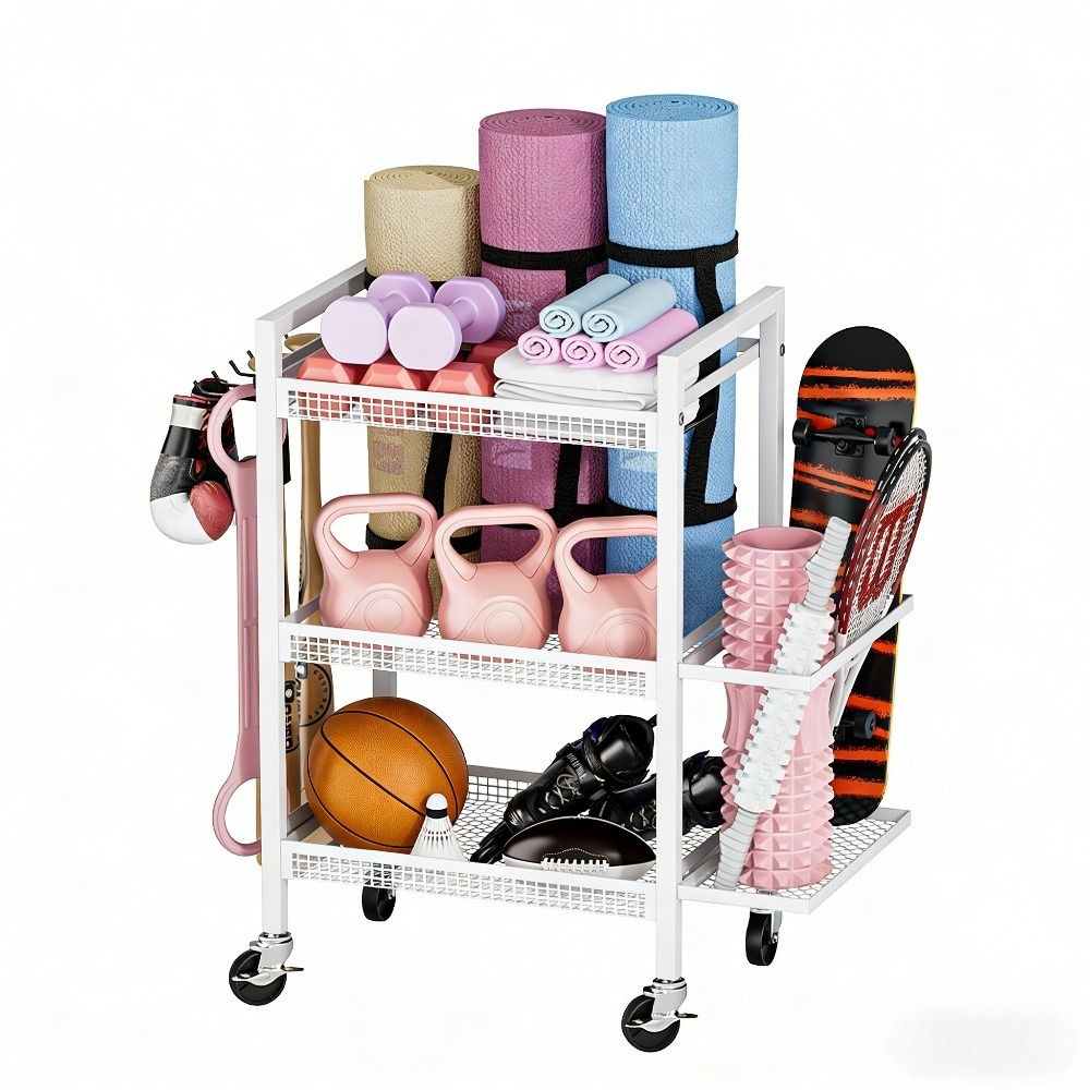 ボール収納ボックス、ローリングスポーツカー、金属製ガレージ収 - Sports Equipment Garage Storage のレビューと価格