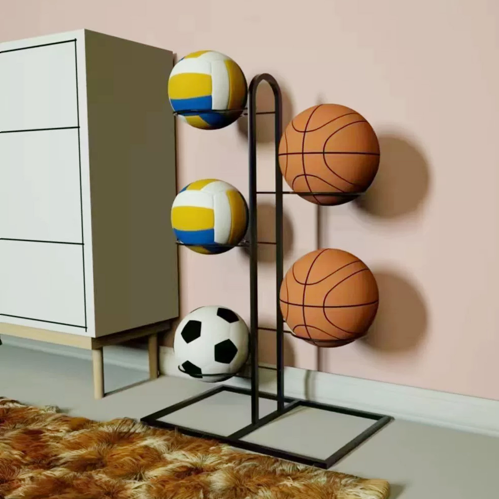 折りたたみ式バスケットボールラック多層収納オーガナイザーバス - Sports Equipment Garage Storage のレビューと価格