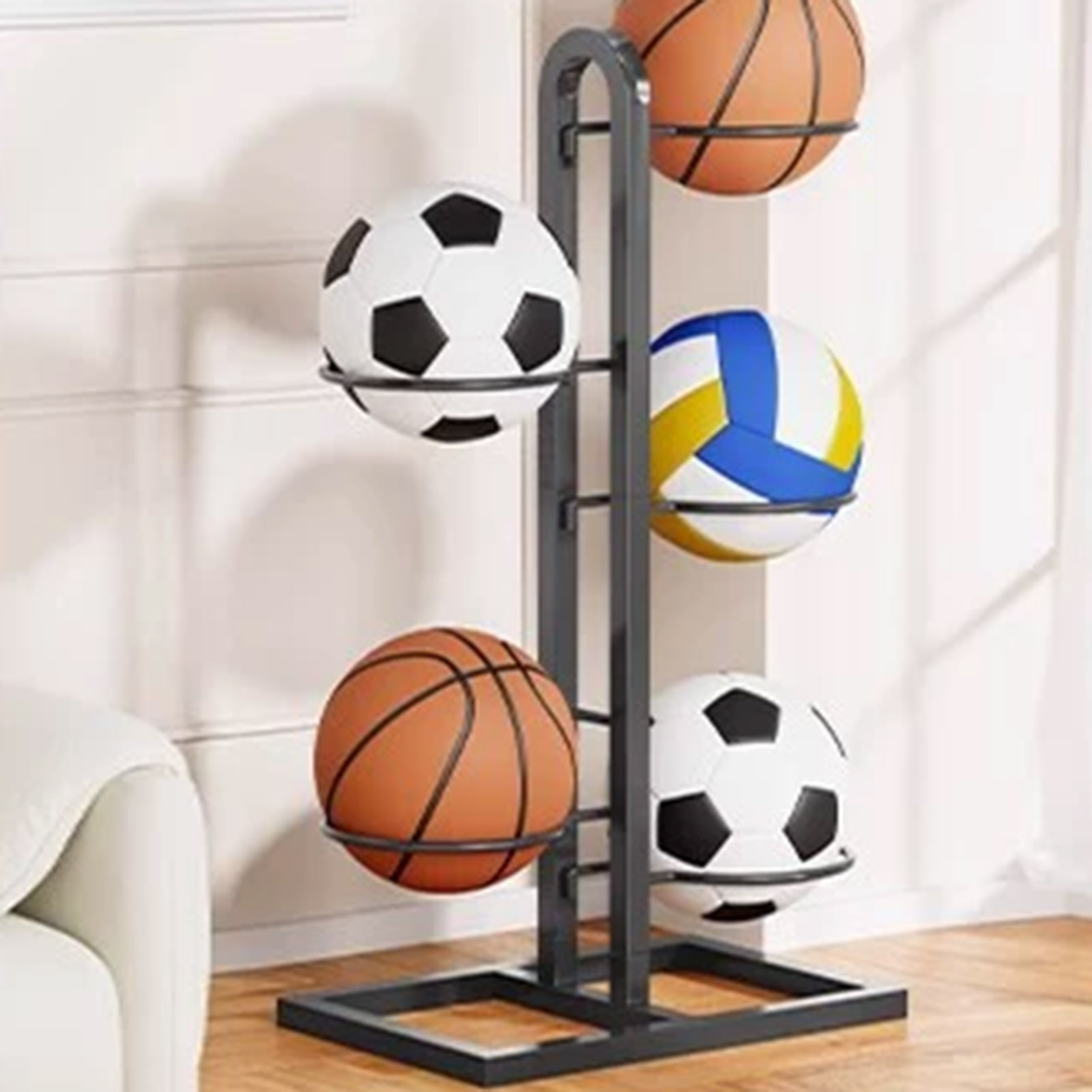 折りたたみ式バスケットボールラック多層収納オーガナイザーバス - Sports Equipment Garage Storage のレビューと価格