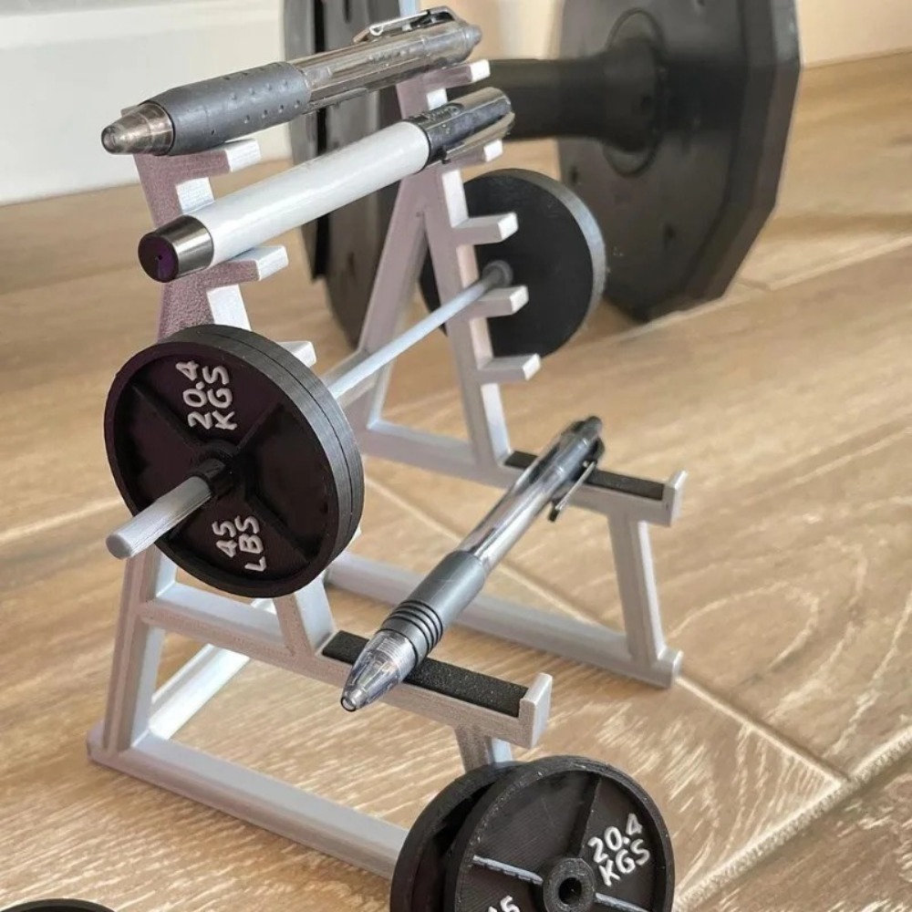 新しいバーベルとウェイトバーベルラックペンホルダージムテーマ - Sports Equipment Holder のレビューと価格